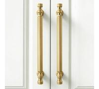 IAFVKAI Kitchen Cupboard Handles 128mm Brushed Gold 2 Pack Cabinet Pulls | Drawer Pulls Soild Zinc Alloy Bar Hole Centres 5 Inch M4 25mm & 45mm Cuttable Screws Wardrobe Bathroom