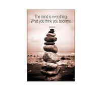 IAGHRT Buddha Balancing Rocks The Mind Is Everything Motivational Art Poster Canvas Poster Bedroom Decor Landscape Office Room Decor Gift 20x30inch(50x75cm)