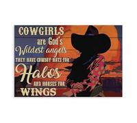 IAGHRT Cowgirls Are God's Wildest Angels They Have Cowboy Hats for Halos And Horses for Wings Poster Canvas Poster Bedroom Decor Landscape Office Room Decor Gift 20x30inch(50x75cm)