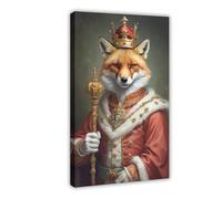 IAGHRT Fox King Portrait Animal Art Poster Canvas Poster Wall Art Decor Print Picture Paintings for Living Room Bedroom Decoration 16x24inch(40x60cm)