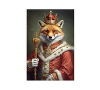 IAGHRT Fox King Portrait Animal Art Poster Canvas Poster Wall Art Decor Print Picture Paintings for Living Room Bedroom Decoration 08x12inch(20x30cm)