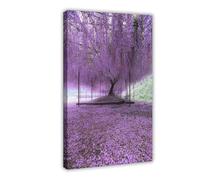 IAGHRT Purple Wisteria Tree Art Poster Canvas Poster Bedroom Decor Landscape Office Room Decor Gift 12x18inch(30x45cm)