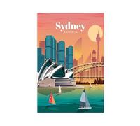 IAGHRT Sydney Vintage Travel Poster Canvas Poster Bedroom Decor Landscape Office Room Decor Gift 20x30inch(50x75cm)