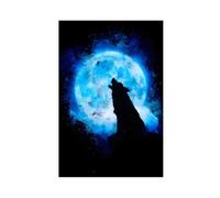 IAGHRT Wolf Howling at Moon Art Poster (1) Canvas Poster Wall Art Decor Print Picture Paintings for Living Room Bedroom Decoration 16x24inch(40x60cm)