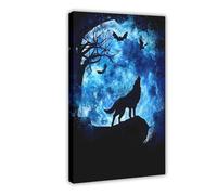 IAGHRT Wolf Howling at Moon Art Poster (2) Canvas Poster Wall Art Decor Print Picture Paintings for Living Room Bedroom Decoration 12x18inch(30x45cm)