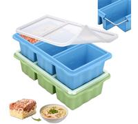 IAGORYUE 2 Pack Silicone Soup Freezer Tray With Lid, 1 Cup/250ml Cubes Large Ice Cube Tray, Meal Prep Soup Storage Containers for Freezing, Oven-Safe Food Freezer Moulds for Stew, Sauce, Batch Cooking