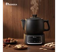 IAGREEA 3.5L Split Electric Herbal Decoction Pot, 600W Food-Grade Glazed Ceramic Herbal Medicine Cooker with 24H Delay Timer, Auto Keep Warm & 2nd Decoction Function, Segmented Boil & Simmer Heating, 