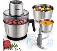 IAGREEA 350W Electric Food Chopper & Meat Grinder, 3 Nesting 304 Stainless Steel Bowls 2.5L/2.2L/1.8L, 2-Speed Food Processor with Triple-Curved Blades for Meat, Vegetables, Baby Food & Puree MS-25JM0
