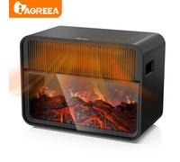 Iagreea Electric Fireplace Heater - Realistic Flame Effect, Adjustable Heat Settings, Overheat Protection - Black/White, 10027963