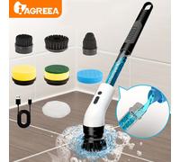 Iagreea Electric Spin Scrubber, Liquid Storage Design, Perfect for Cleaning + 7 Heads Replacement