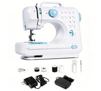 IAGREEA Mini Portable Electric Sewing Machine, 12 Stitches Dual Power Sewing Machine with LED Light, Easy to Use for Home DIY, Clothing Mending & Kids Craft Projects, Sky Blue