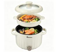 IAGREEA Slow Cooker, 2.6L 1000W Small Crock Pot with Steamer - 2 Heat Manual Control Slow Cooker, Non-Stick Electric Pot for Raman, Soup, Noodles, Steak, Oatmeal, Rapid, with Temperature control