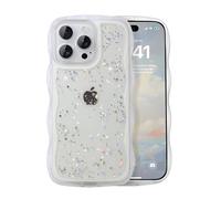 IAIYOXI Case for iPhone 11 Pro - Curly Wave Edge Design, Bling Glitter Star Shiny Case, Cute Pink Clear Full Protection Soft TPU Shockproof Cover for Women and Girls (iPhone 11 Pro, Clear)