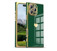 IAIYOXI Case for iPhone 14 Plus - Rectangle Design, Full Camera Protection, Cute Heart Pattern, Electroplated Reinforced Corners, Shockproof Edge Bumper,Compatible with iPhone 14 Plus,Green
