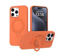 IAIYOXI Case for iPhone 15 Case with Magnetic Invisible Stand - MagSafe Compatible, Military Drop Tested, Shockproof Silicone Cover for Women and Men (6.1", 2023) - Orange