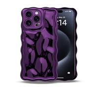 IAIYOXI Case for iPhone 15 Pro Max - 3D Meteorite Bubble Pattern, Electroplated Glitter Curly Wavy Frame, Soft TPU Shockproof Glossy Cover (iPhone 15 Pro Max, Purple)