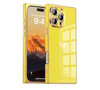IAIYOXI Case for iPhone 15 Pro Max - Rectangle Design, Full Camera Protection, Cute Heart Pattern, Electroplated Reinforced Corners, Shockproof Edge Bumper,Compatible with iPhone 15 Pro Max,Yellow