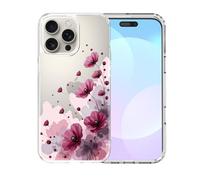 IAIYOXI Clear Case for iPhone 16, [Crystal Clear Military-Grade Drop Protection], Non-Yellowing, Slim Lightweight Transparent TPU Bumper Phone Case Cover Design - Purple Flower