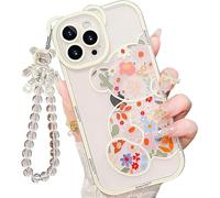 IAIYOXI for iPhone 11 Pro Case with Cute Flowers Bear Pattern, Camera Protector, Clear Phone Case and Lovely Strap Bracelet Chain, Compatible for iPhone 11 Pro for Girls Women (Clear)