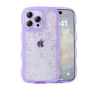 IAIYOXI Case for iPhone 11 Pro Max - Curly Wave Edge Design, Bling Glitter Star Shiny Case, Cute Pink Clear Full Protection Soft TPU Shockproof Cover for Women and Girls (iPhone 11 Pro Max, Purple)