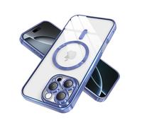 IAIYOXI Magnetic Clear Case for iPhone 12 Pro Max with Full Camera Lens Protection,Compatible with MagSafe,Plating Soft TPU Phone Case,Anti-Scratch Shockproof Slim Cover for Women Gilrs Men - Blue