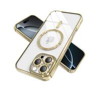 IAIYOXI Magnetic Clear Case for iPhone 14 Plus with Full Camera Lens Protection,Compatible with MagSafe,Plating Soft TPU Phone Case,Anti-Scratch Shockproof Slim Cover for Women Gilrs Men - Gold