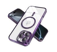 IAIYOXI Magnetic Clear Case for iPhone XR with Full Camera Lens Protection,Compatible with MagSafe,Plating Soft TPU Phone Case,Anti-Scratch Shockproof Slim Cover for Women Gilrs Men - Purple