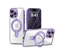 IAIYOXI Magnetic Invisible Stand for iPhone 14 Plus Case 6.7" [Compatible with Magsafe], Full Body Protective Cover, Slim Clear Cover with Holder for Women Men Girls, Purple