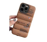 IAIYOXI, Padded Case with Sports Shoe Brand Design for iPhone 16 Pro, Sneaker-Inspired White or Black Labels, Soft, Brown Padded Case for iPhone Models 16, 15