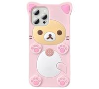 IAIYOXI 3D Cute Cartoon Bear Phone Case for iPhone 15 - Fashionable and Stylish - Funny Pink Bear Design - Soft TPU Protective Case - Kawaii Silicone Cover for Women, Girls, and Kids