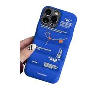 IAIYOXI Puffer Case with Sports Shoes Brand Design for iPhone 13,Sneakers Ins White or Black Label Soft Cover-Blue Puffy Cover for iPhone 14 13 12 11 Pro Max Plus X XS XR 7 8 (Blue)