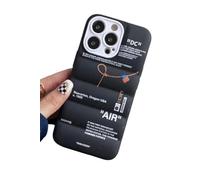 IAIYOXI Puffer Case with Sports Shoes Brand Design for iPhone 14 Pro Max, Sneakers Ins White or Black Label Soft Cover - Puffy Cover for iPhone 14/13/12/11 Pro Max/Plus/X/XS/XR/7/8 (Black)