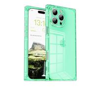 IAIYOXI Rectangle Case Compatible for iPhone 14 Plus, Full Camera Protection & Reinforced Corners TPU Cushion Clear Cover, Shockproof Silicone Phone Case for Women Girls (iPhone 14 Plus, Green)