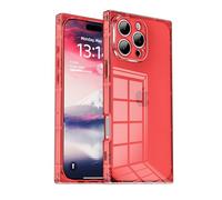 IAIYOXI Rectangle Case Compatible for iPhone 14 Plus, Full Camera Protection & Reinforced Corners TPU Cushion Clear Cover, Shockproof Silicone Phone Case for Women Girls (iPhone 14 Plus, Red)