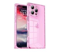 IAIYOXI Rectangle Case Compatible for iPhone 15 Pro, 6.1-inch, Full Camera Protection with TPU Cushion, Slim Clear Silicone Shockproof Case for Women Girls, Cover for iPhone 15 Pro, Pink