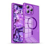 IAIYOXI Rectangle Edge Magnetic Clear Case for iPhone 13, Compatible with MagSafe, Full Camera Protection & Reinforced Corners, Thin Slim Shockproof TPU Phone Cover for Women Girls, Purple