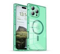 IAIYOXI Rectangle Edge Magnetic Clear Case for iPhone 15, Compatible with MagSafe, Full Camera Protection & Reinforced Corners, Thin Slim Shockproof TPU Phone Cover for Women Girls, Green