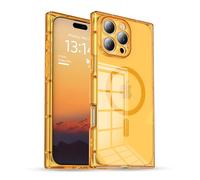 IAIYOXI Rectangle Edge Magnetic Clear Case for iPhone ModelPM, Full Camera Protection & Reinforced Corners, Thin Slim Shockproof TPU Phone Cover for Women Girls, Orange