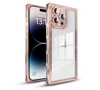 IAIYOXI Rectangle Glitter Bling Diamond Case for iPhone 16 Pro,Cute Luxury Sparkly Cover,Full Camera Protection Soft TPU Bumper Shockproof Slim Phone Case for Women Girls(iPhone 16 Pro,Pink)