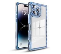 IAIYOXI Rectangle Glitter Bling Diamond Case for iPhone 17 Pro,Cute Luxury Sparkly Cover,Full Camera Protection Soft TPU Bumper Shockproof Slim Phone Case for Women Girls(iPhone 17 Pro,Blue)