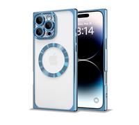 IAIYOXI Rectangle Magnetic Clear Case for iPhone 17 Air, [Compatible with MagSafe],Soft Plating Phone Case with Full Camera Lens Protection,Anti-Scratch Shockproof Slim Cover, Blue