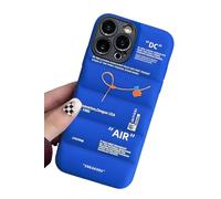 Iaiyoxi, Sports Shoe Brand Design Padded Case for iPhone 15 Pro Max, Sneakers-Inspired White or Black Labels Soft Blue Padded Protective Case for iPhone Models 15 14