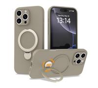 IAIYOXI Upgraded 360° Spin for iPhone 14 Pro Silicone case with Invisible Stand, Soft Anti-Scratch Microfiber Lining Inside Phone Cover with Kickstand Rotatable for Women and Men, Titanium Gray