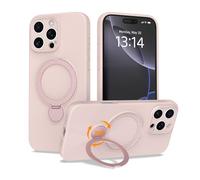 IAIYOXI Upgraded 360° Spin for iPhone 17 Pro Silicone case with Invisible Stand, Soft Anti-Scratch Microfiber Lining Inside Phone Cover with Kickstand Rotatable for Women and Men, Pink