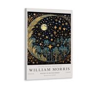 IalGyzquo William Morris Poster Vintage william morris wall art Moon & Stars-1 Exhibition Canvas Print for Bedroom Kitchen Living Room Office Decor 12x18inch Framed
