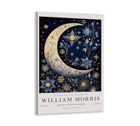 IalGyzquo William Morris Poster Vintage william morris wall art Moon & Stars-5 Exhibition Canvas Print for Bedroom Kitchen Living Room Office Decor 12x18inch Framed, style-5