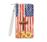 Ialtsidws Wallet for Women - Wallets Zipper Purse with Wristlet Strap & Card Slots, Coin Pocket Wallet, Phone Holder Clutch, Gifts for Women, Friend, SunflowerChrist1