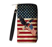 Ialtsidws Wallet for Women - Wallets Zipper Purse with Wristlet Strap & Card Slots, Coin Pocket Wallet, Phone Holder Clutch, Gifts for Women, Friend, Flag1