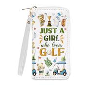 Ialtsidws Wallet for Women - Wallets Zipper Purse with Wristlet Strap & Card Slots, Coin Pocket Wallet, Phone Holder Clutch, Gifts for Women, Friend, Golf1, Golf1