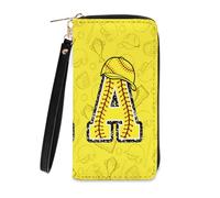 Ialtsidws Wallet for Women - Wallets Zipper Purse with Wristlet Strap & Card Slots, Coin Pocket Wallet, Phone Holder Clutch, Gifts for Women, Friend, SoftballLetterA1, Modern